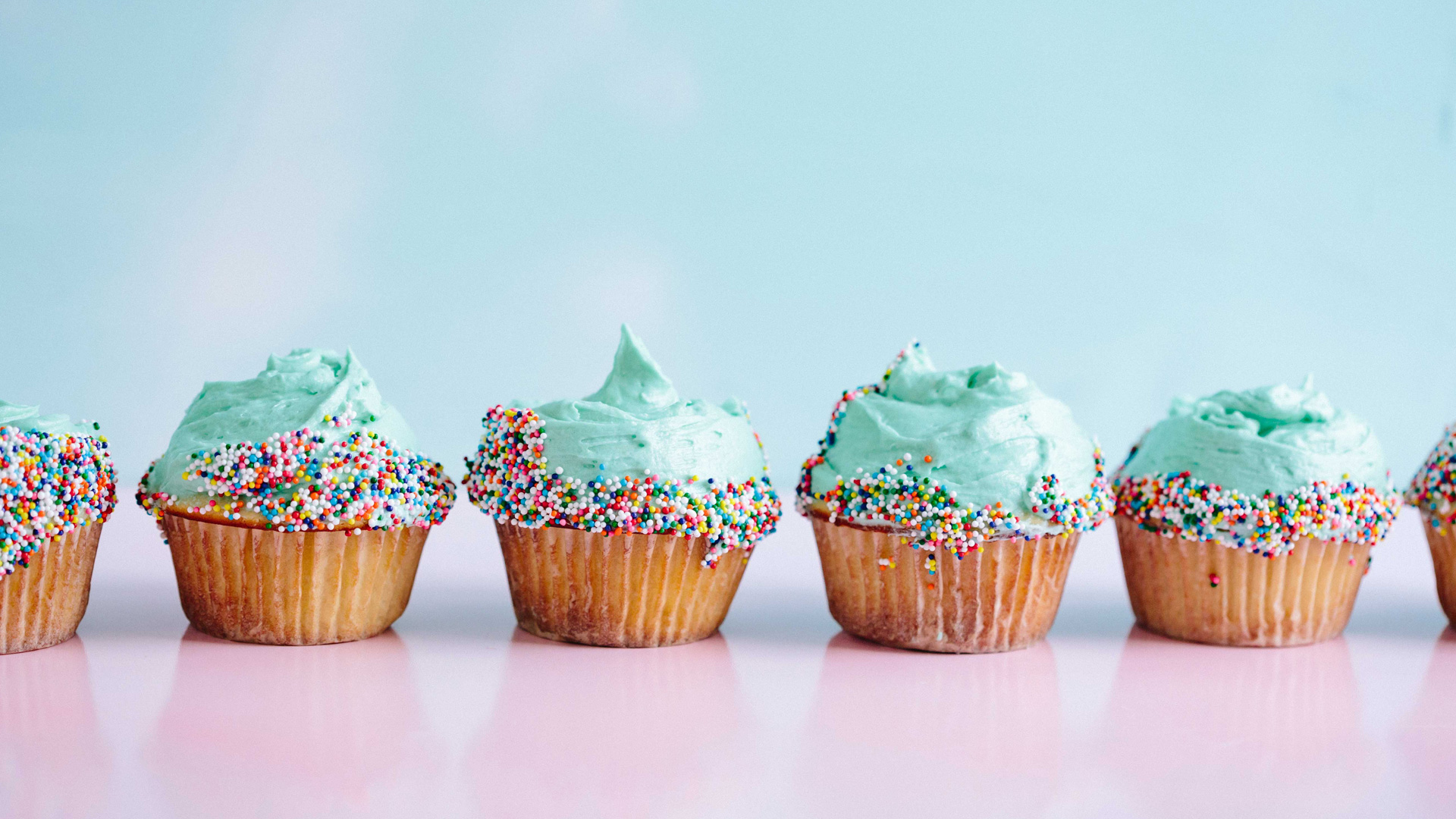 Row of mini cupcakes